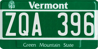 VT license plate ZQA396