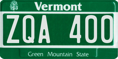 VT license plate ZQA400