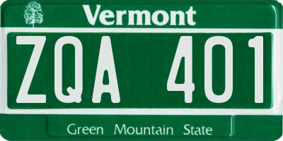 VT license plate ZQA401