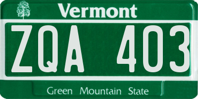 VT license plate ZQA403