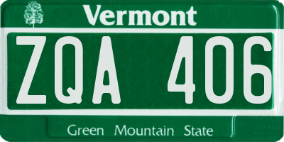 VT license plate ZQA406