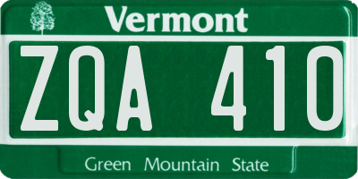 VT license plate ZQA410