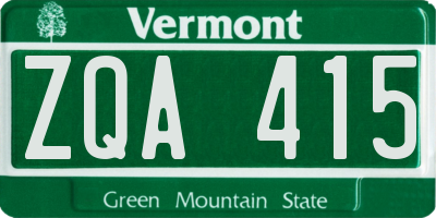 VT license plate ZQA415