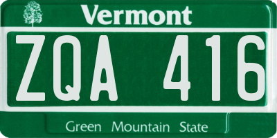 VT license plate ZQA416