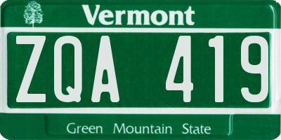 VT license plate ZQA419