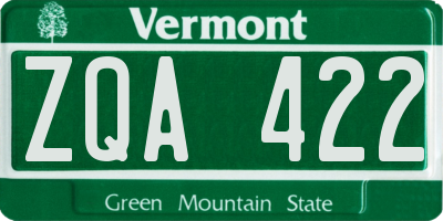 VT license plate ZQA422