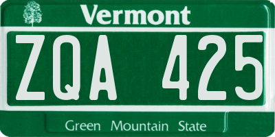 VT license plate ZQA425