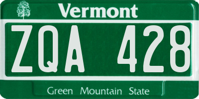 VT license plate ZQA428