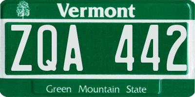VT license plate ZQA442