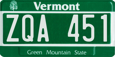 VT license plate ZQA451