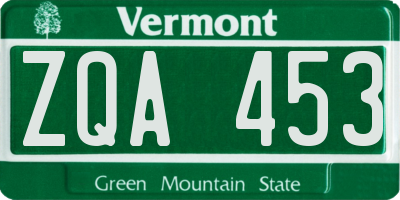 VT license plate ZQA453