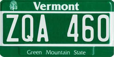 VT license plate ZQA460