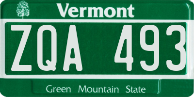 VT license plate ZQA493