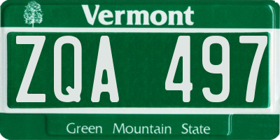 VT license plate ZQA497