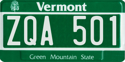 VT license plate ZQA501
