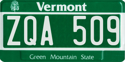 VT license plate ZQA509