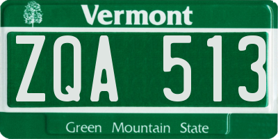 VT license plate ZQA513