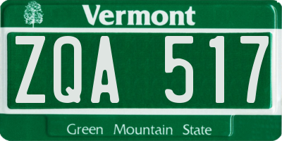 VT license plate ZQA517
