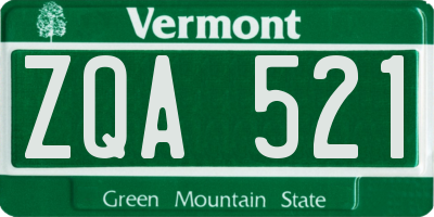 VT license plate ZQA521
