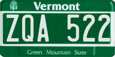 VT license plate ZQA522