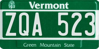 VT license plate ZQA523