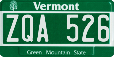 VT license plate ZQA526