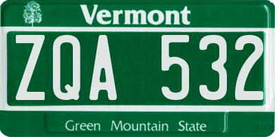 VT license plate ZQA532