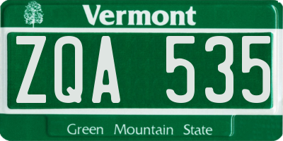 VT license plate ZQA535