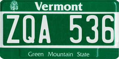 VT license plate ZQA536
