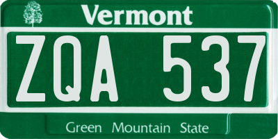 VT license plate ZQA537