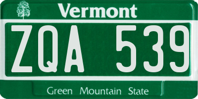 VT license plate ZQA539