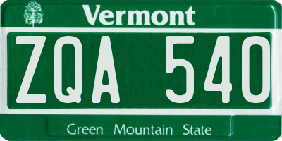 VT license plate ZQA540