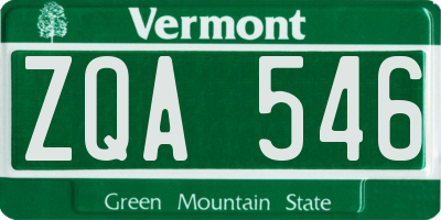 VT license plate ZQA546