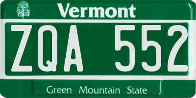 VT license plate ZQA552