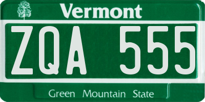 VT license plate ZQA555