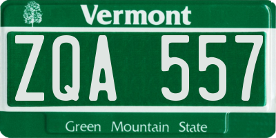 VT license plate ZQA557