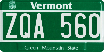 VT license plate ZQA560