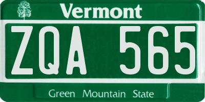 VT license plate ZQA565