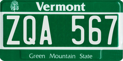 VT license plate ZQA567