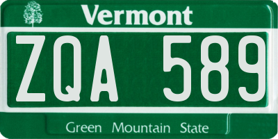VT license plate ZQA589