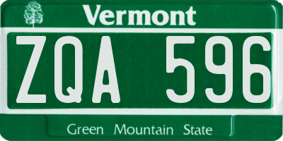 VT license plate ZQA596