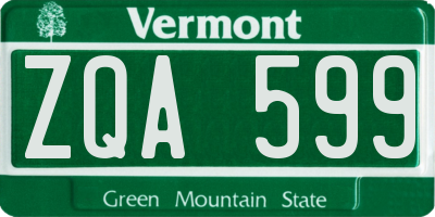 VT license plate ZQA599