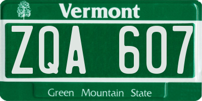 VT license plate ZQA607