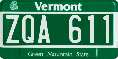 VT license plate ZQA611