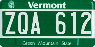 VT license plate ZQA612