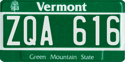 VT license plate ZQA616