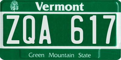 VT license plate ZQA617