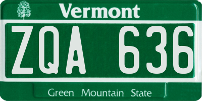 VT license plate ZQA636