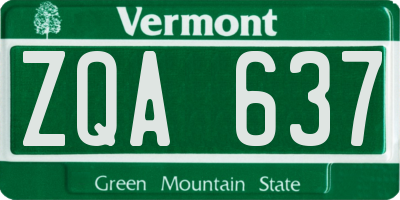 VT license plate ZQA637