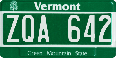 VT license plate ZQA642